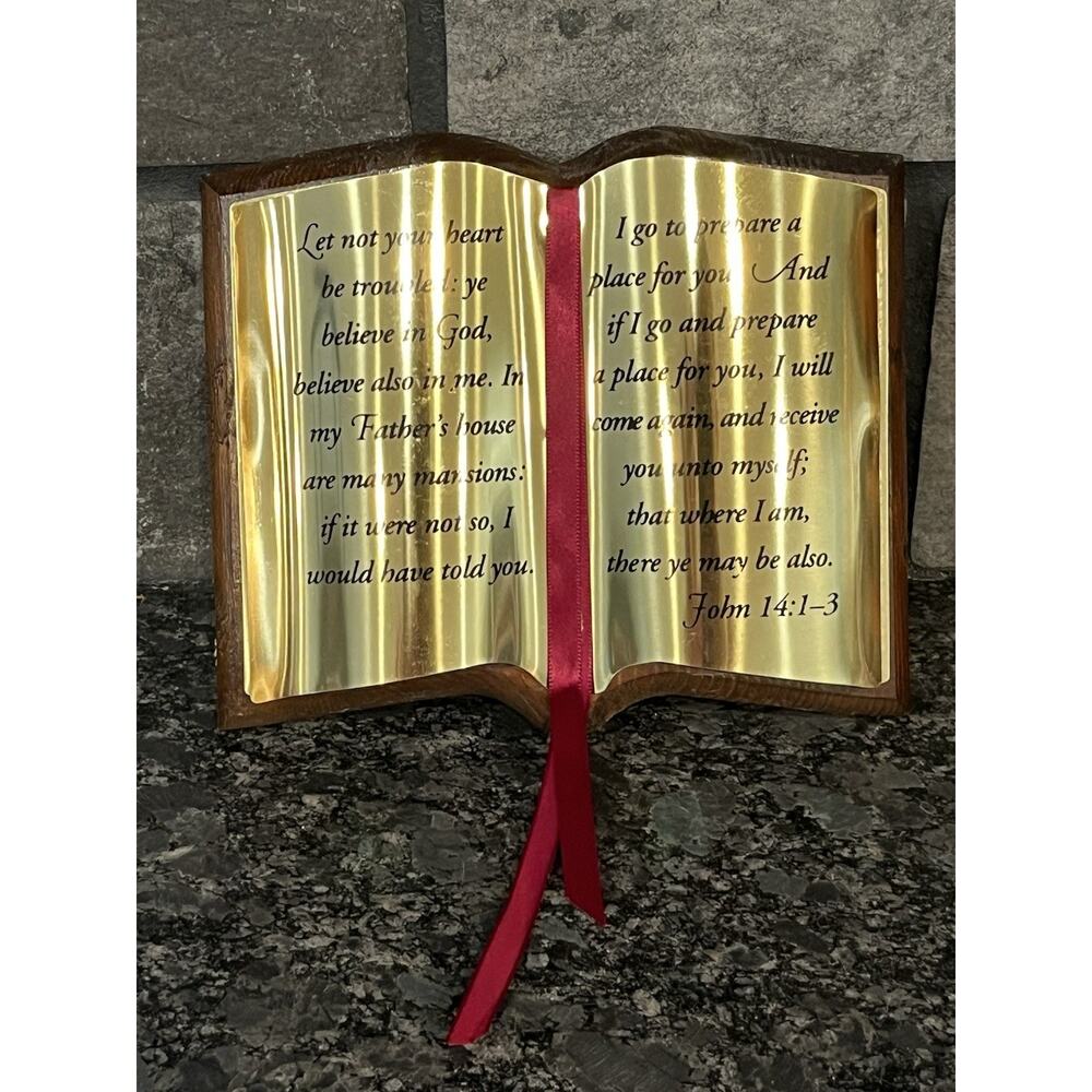 Home Interiors John 14:1-3 Bible Verse Plaque Vintage Wall Hanging Wood & Metal